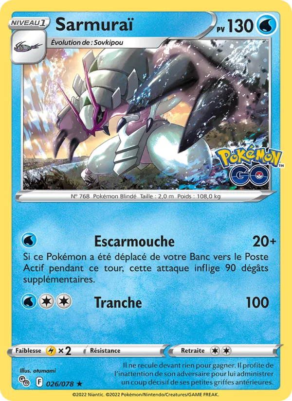 Carte Pokémon Sarmuraï de l'extension Pokémon GO