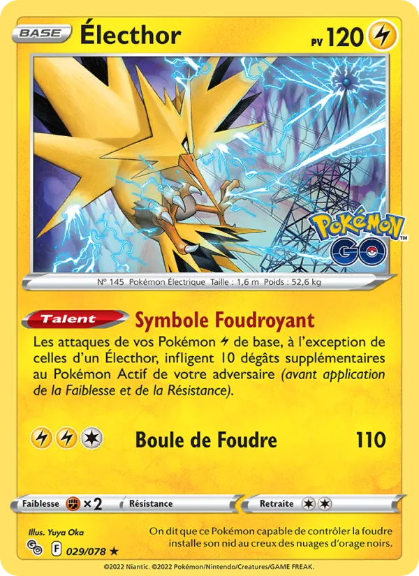 Carte Pokémon Électhor de l'extension Pokémon GO