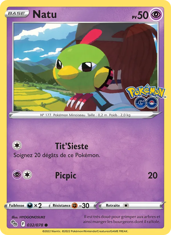 Carte Pokémon Natu de l'extension Pokémon GO