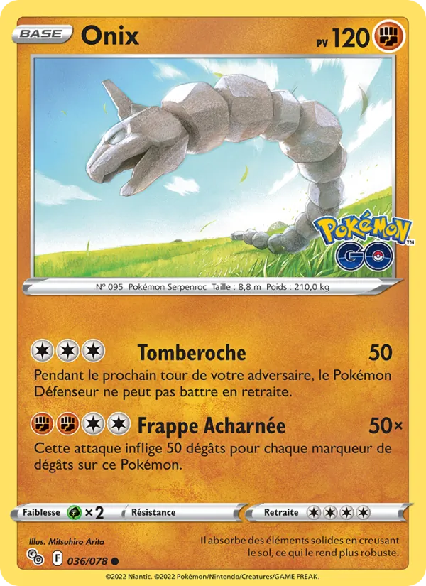 Carte Pokémon Onix de l'extension Pokémon GO