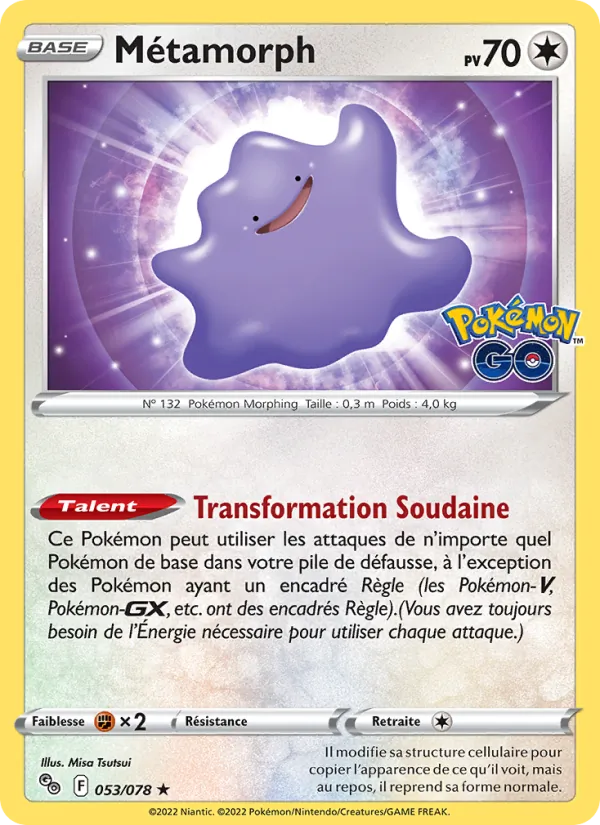 Carte Pokémon Métamorph de l'extension Pokémon GO