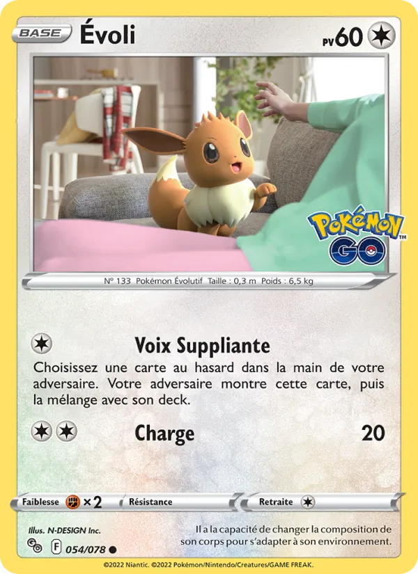 Carte Pokémon Évoli de l'extension Pokémon GO