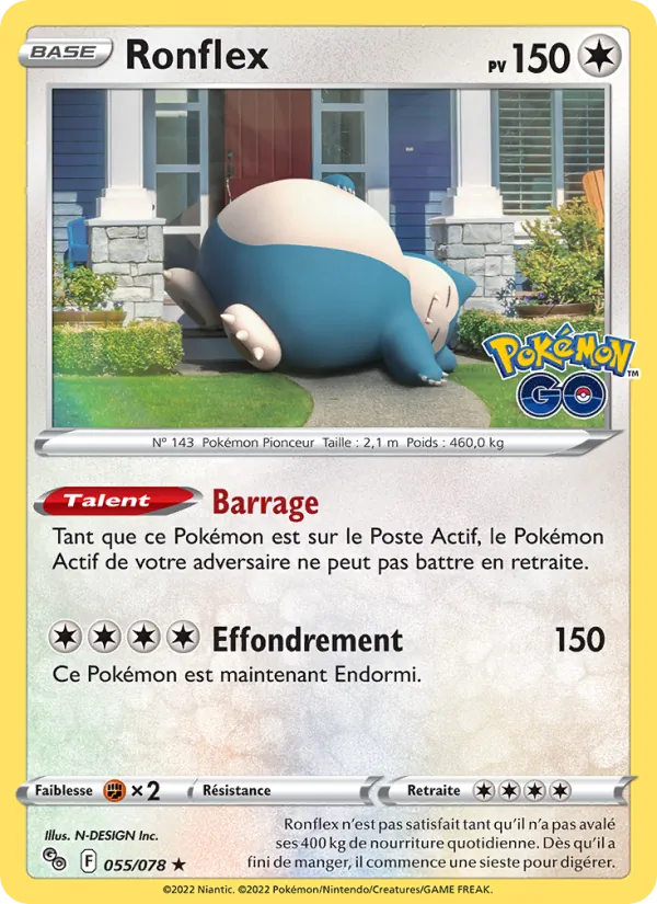 Carte Pokémon Ronflex de l'extension Pokémon GO