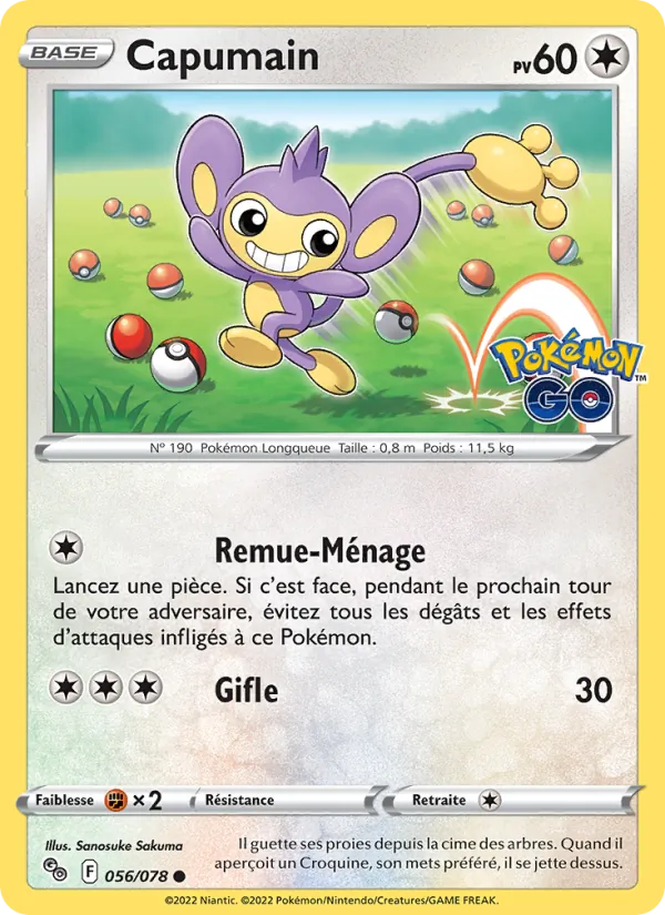 Carte Pokémon Capumain de l'extension Pokémon GO
