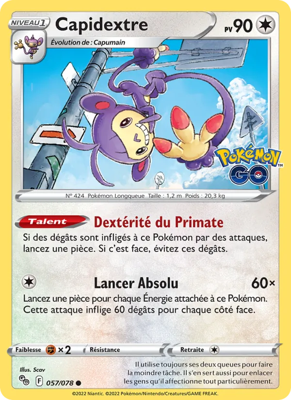 Carte Pokémon Capidextre de l'extension Pokémon GO