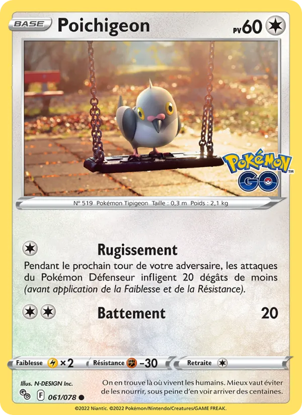 Carte Pokémon Poichigeon de l'extension Pokémon GO