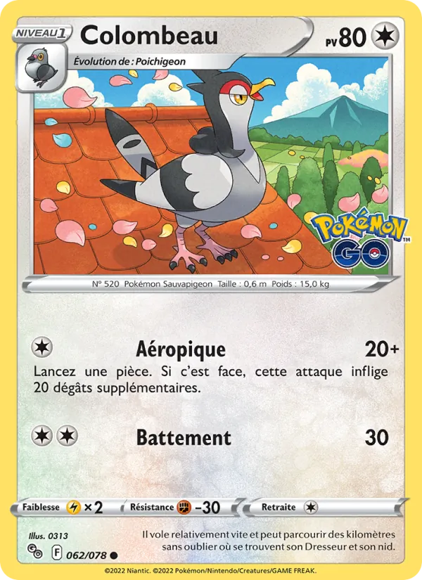 Carte Pokémon Colombeau de l'extension Pokémon GO