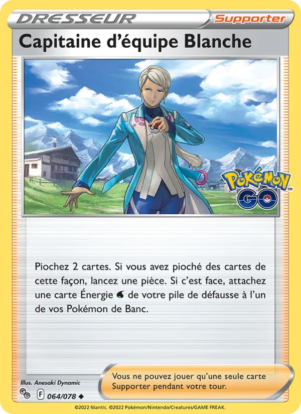 Carte Pokémon Capitaine d'équipe Blanche de l'extension Pokémon GO