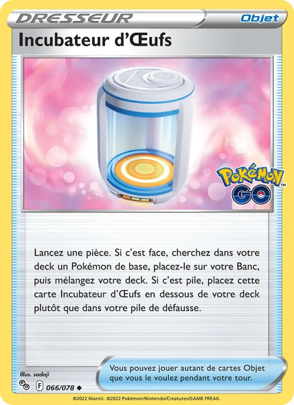 Carte Pokémon Incubateur d'Œufs de l'extension Pokémon GO