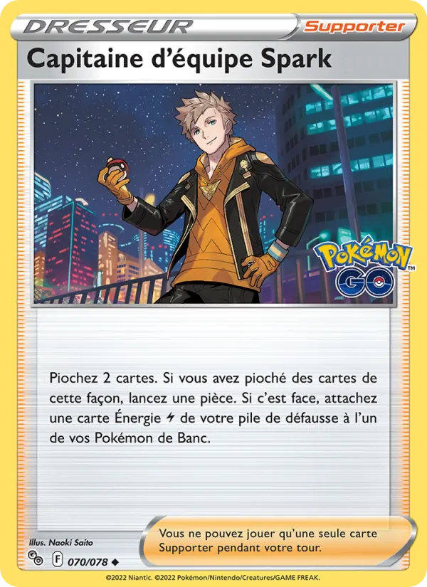 Carte Pokémon Capitaine d'équipe Spark de l'extension Pokémon GO