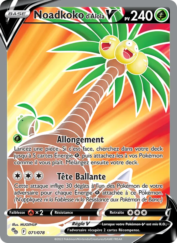 Carte Pokémon Noadkoko d'Alola V de l'extension Pokémon GO
