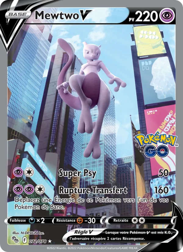 Carte Pokémon Mewtwo V de l'extension Pokémon GO