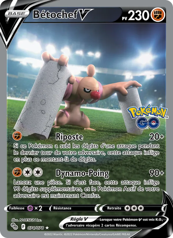 Carte Pokémon Bétochef V de l'extension Pokémon GO