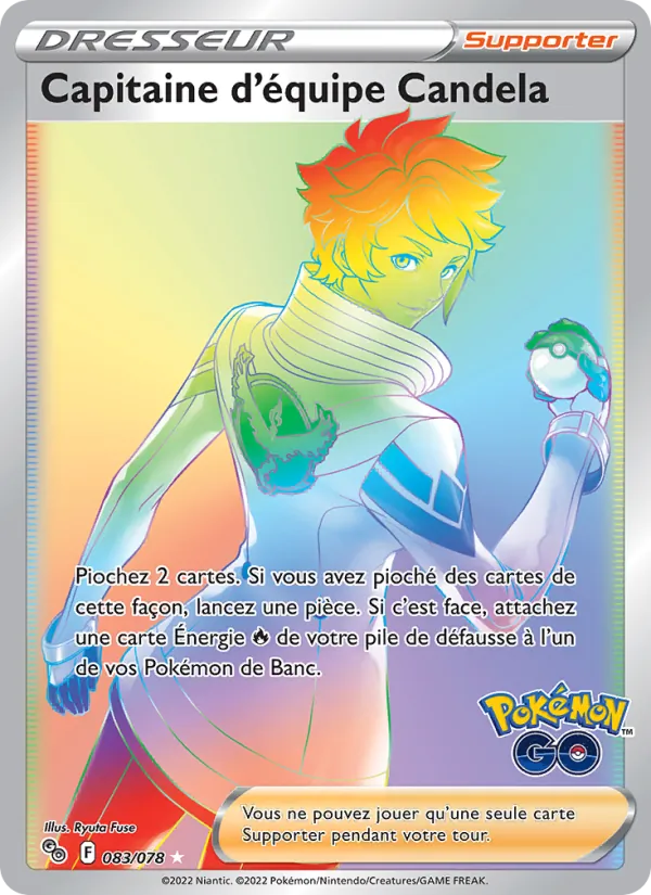 Carte Pokémon Capitaine d'équipe Candela de l'extension Pokémon GO