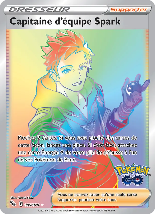 Carte Pokémon Capitaine d'équipe Spark de l'extension Pokémon GO