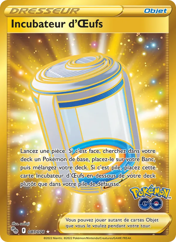 Carte Pokémon Incubateur d'Œufs de l'extension Pokémon GO