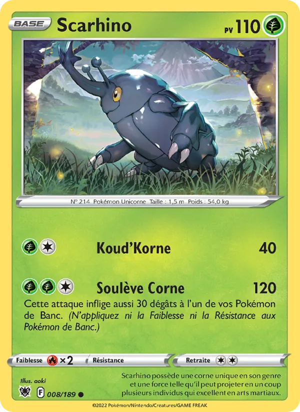 Carte Pokémon Scarhino de l'extension Astres Radieux