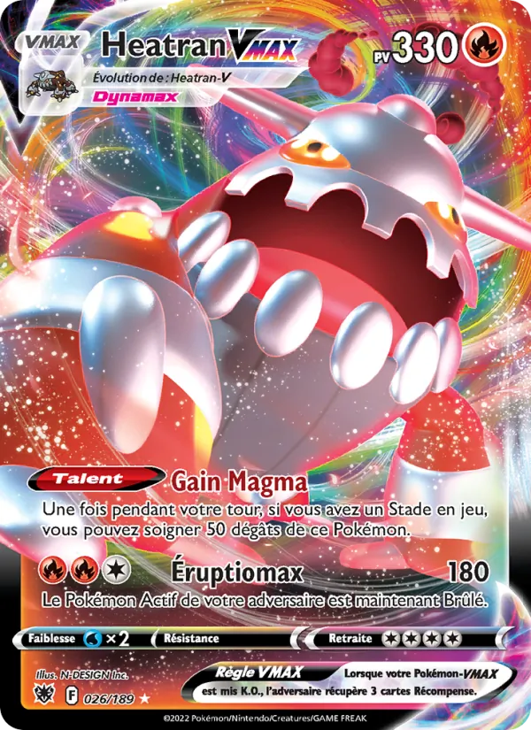 Carte Pokémon Heatran VMAX de l'extension Astres Radieux