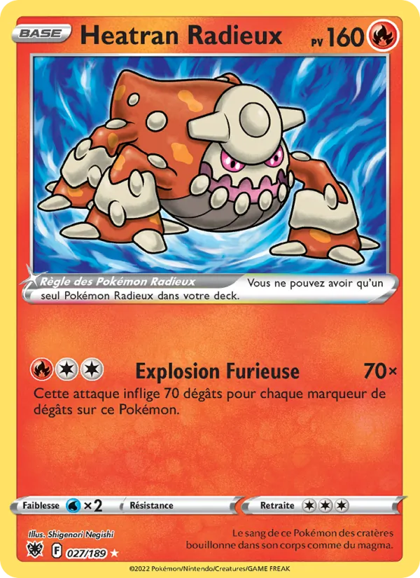 Carte Pokémon Heatran Radieux de l'extension Astres Radieux