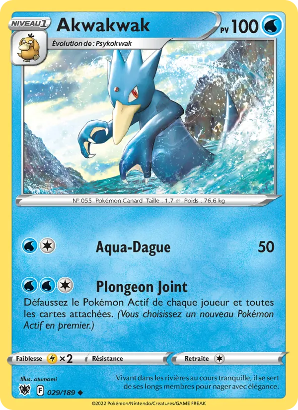Carte Pokémon Akwakwak de l'extension Astres Radieux