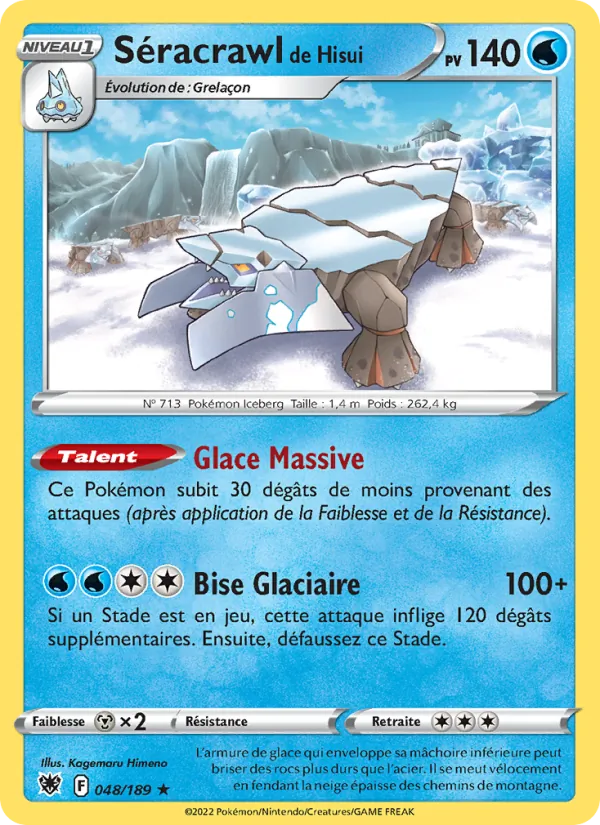 Carte Pokémon Séracrawl de Hisui de l'extension Astres Radieux