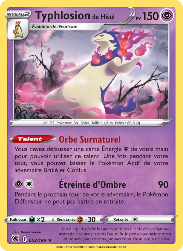 Carte Pokémon Typhlosion de Hisui de l'extension Astres Radieux
