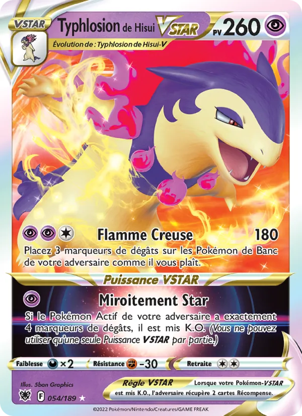 Carte Pokémon Typhlosion de Hisui VSTAR de l'extension Astres Radieux