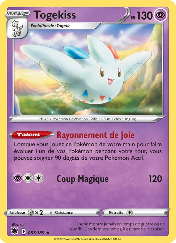Carte Pokémon Togekiss de l'extension Astres Radieux