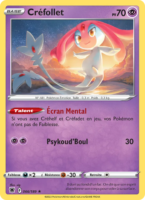Carte Pokémon Créfollet de l'extension Astres Radieux