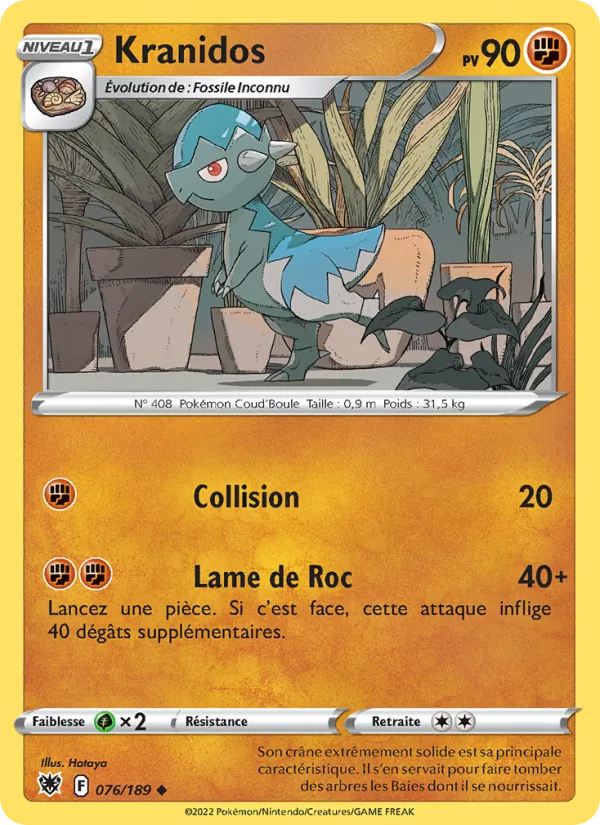 Carte Pokémon Kranidos de l'extension Astres Radieux