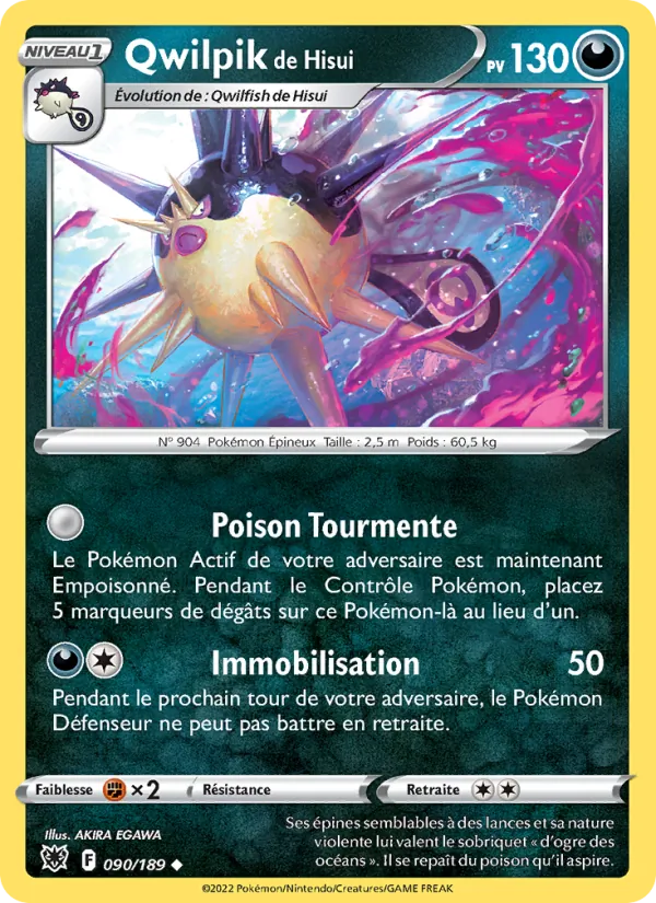 Carte Pokémon Qwilpik de Hisui de l'extension Astres Radieux
