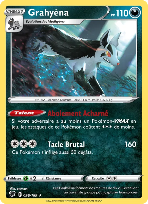 Carte Pokémon Grahyèna de l'extension Astres Radieux