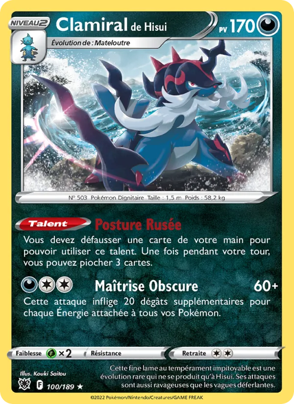 Carte Pokémon Clamiral de Hisui de l'extension Astres Radieux
