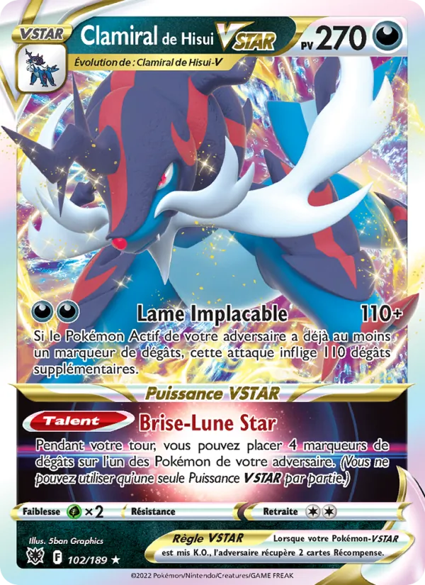 Carte Pokémon Clamiral de Hisui VSTAR de l'extension Astres Radieux