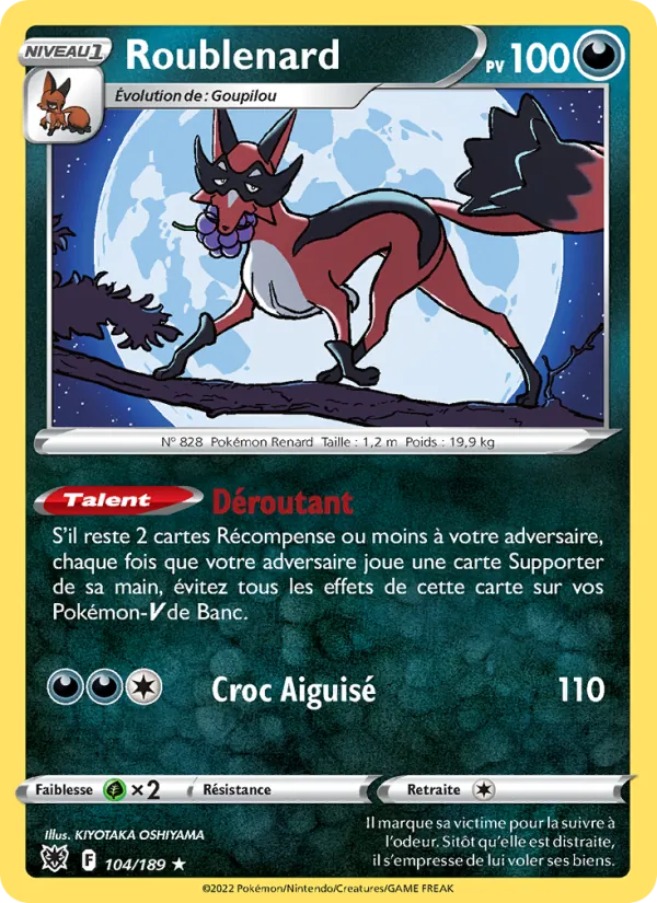 Carte Pokémon Roublenard de l'extension Astres Radieux
