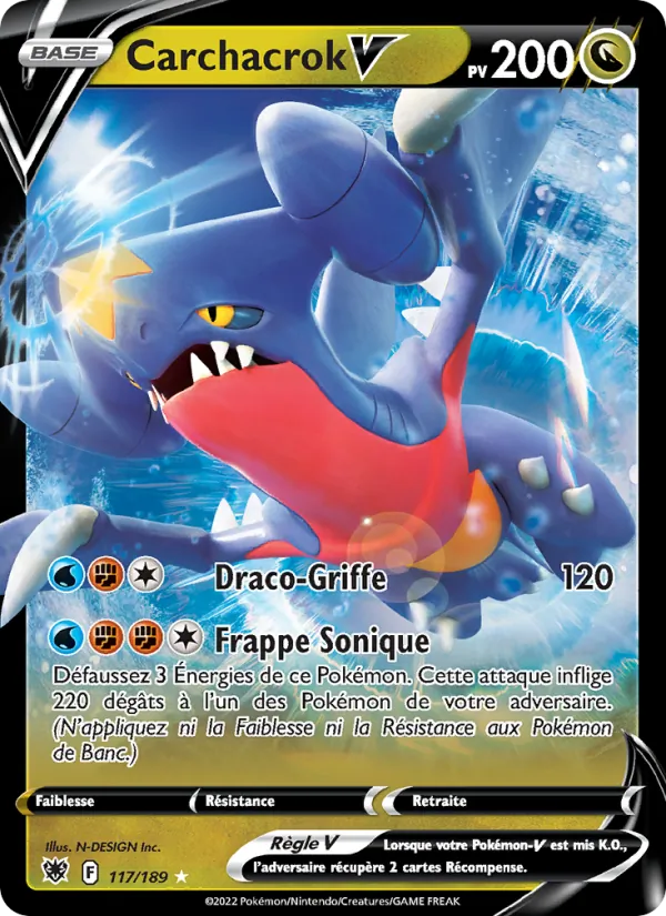 Carte Pokémon Carchacrok V de l'extension Astres Radieux