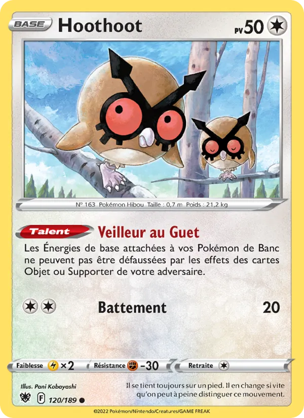 Carte Pokémon Hoothoot de l'extension Astres Radieux