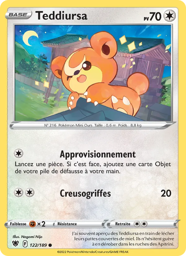 Carte Pokémon Teddiursa de l'extension Astres Radieux
