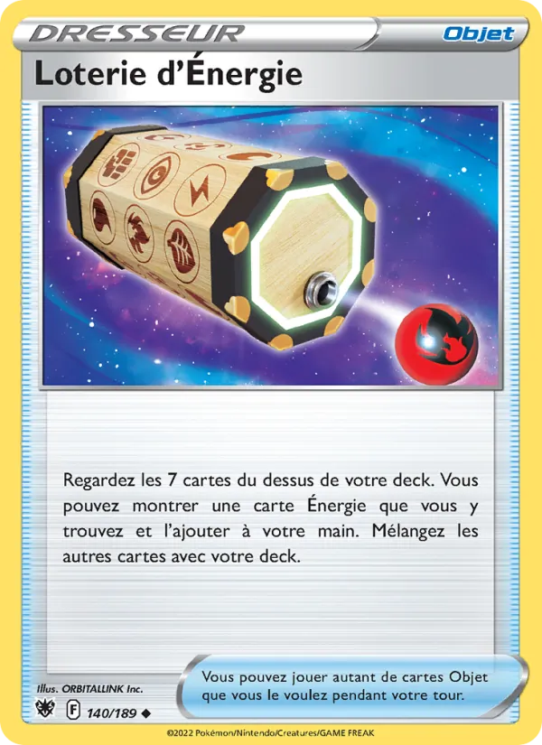 Carte Pokémon Loterie d'Énergie de l'extension Astres Radieux