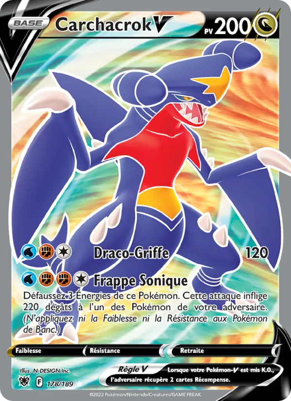 Carte Pokémon Carchacrok V de l'extension Astres Radieux