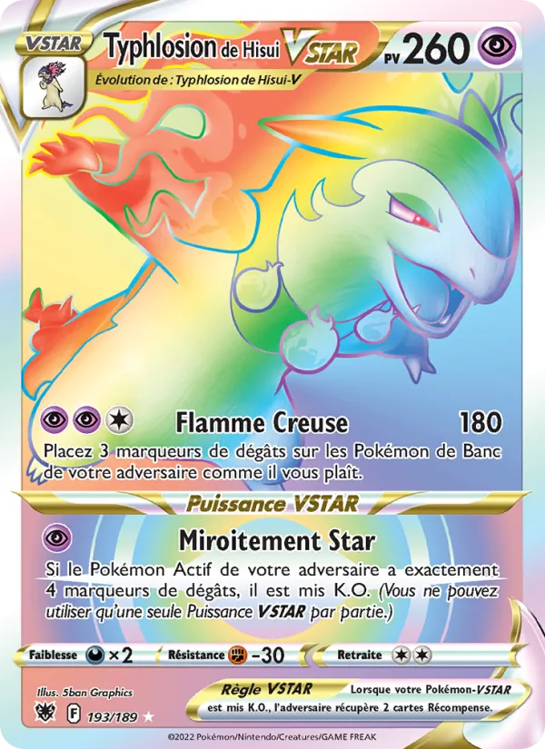Carte Pokémon Typhlosion de Hisui VSTAR de l'extension Astres Radieux
