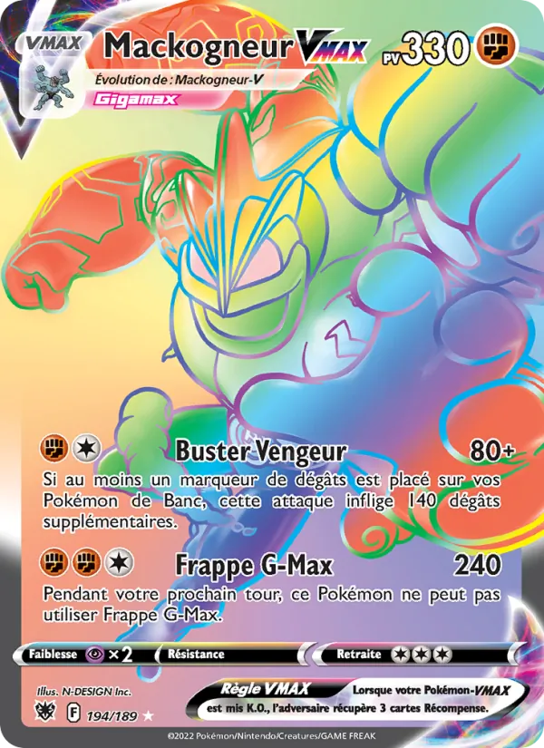 Carte Pokémon Mackogneur VMAX de l'extension Astres Radieux