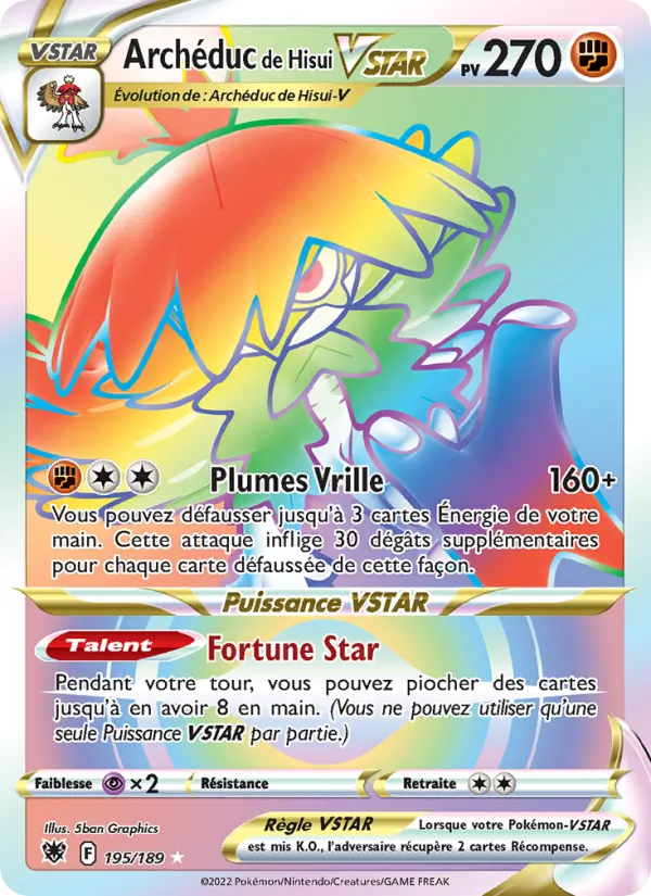 Carte Pokémon Archéduc de Hisui VSTAR de l'extension Astres Radieux