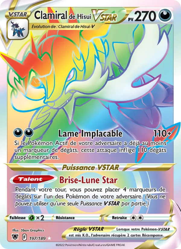 Carte Pokémon Clamiral de Hisui VSTAR de l'extension Astres Radieux