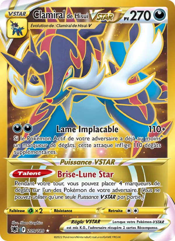 Carte Pokémon Clamiral de Hisui VSTAR de l'extension Astres Radieux