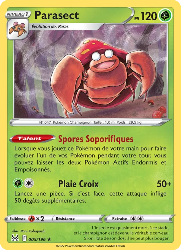 Carte Pokémon Parasect de l'extension Origine Perdue
