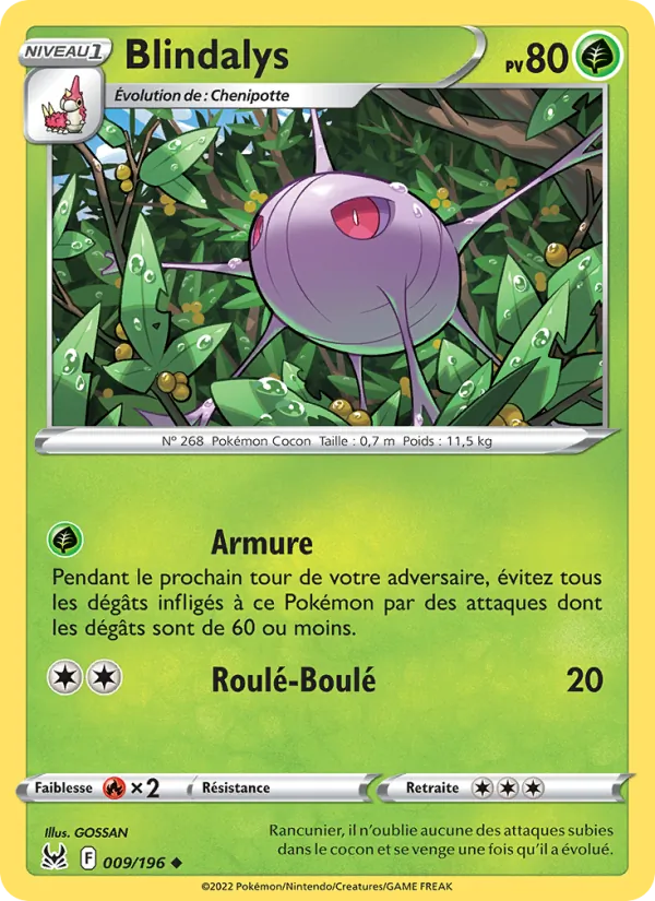 Carte Pokémon Blindalys de l'extension Origine Perdue