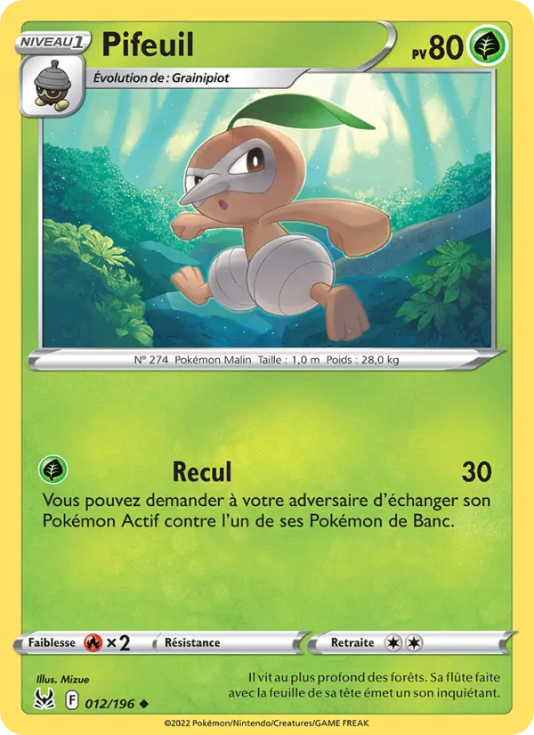 Carte Pokémon Pifeuil de l'extension Origine Perdue