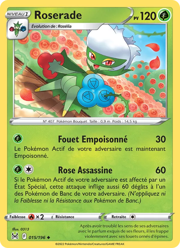 Carte Pokémon Roserade de l'extension Origine Perdue