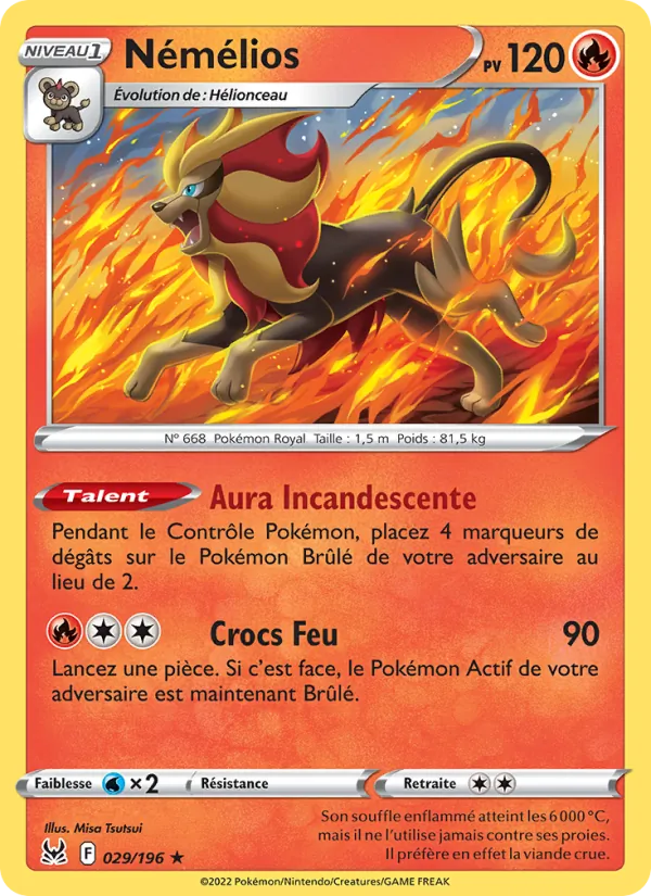 Carte Pokémon Némélios de l'extension Origine Perdue